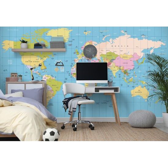 Tapeta prehľadná mapa sveta na modrom pozadí