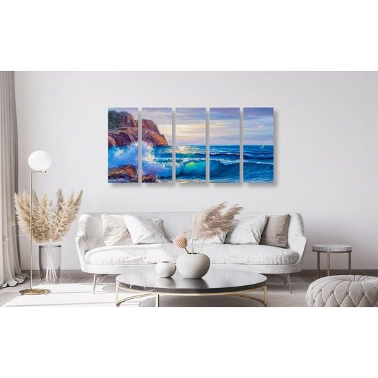 5-dielny obraz nekľudné more
