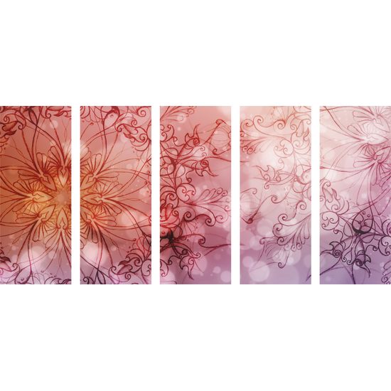5-dielny obraz ružová Mandala v ružovom prevedení