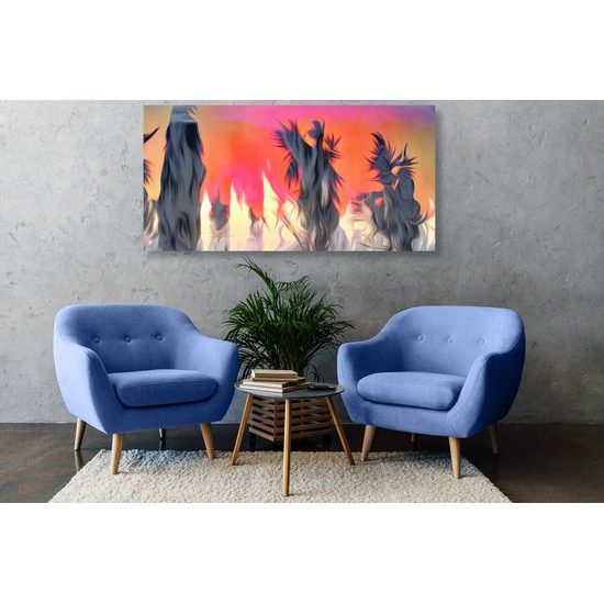 Obraz zasnežený les