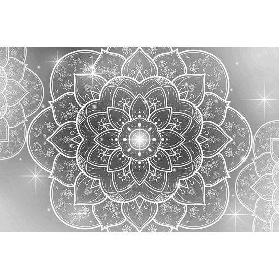 Tapeta čiernobiela Mandala s orientálnym nádychom