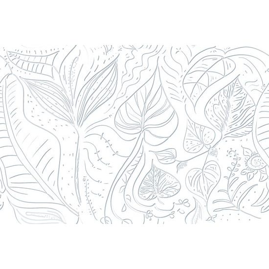 Samolepiaca tapeta umelecké listy v bielom prevedení