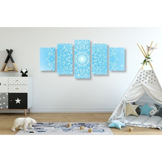 5-dielny obraz magická snehobiela Mandala