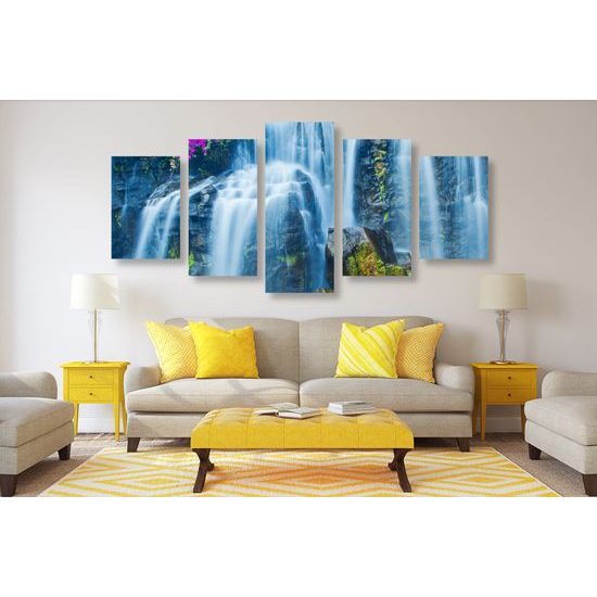 5-dielny obraz krásny horský vodopád
