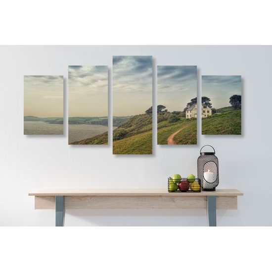 5-dielny obraz dom pri mori