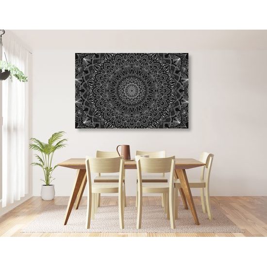 Obraz detailná čiernobiela Mandala
