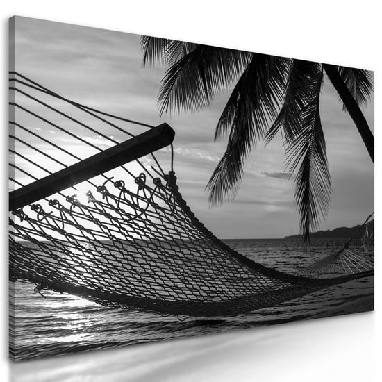 Obraz oddych na pláži v čiernobielom prevedení
