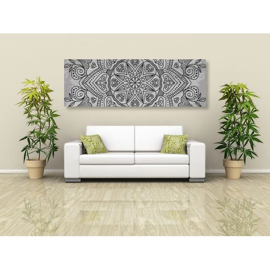 Obraz starodávna Mandala v čiernobielom prevedení