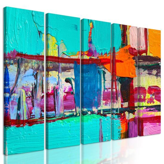 5-dielny obraz abstraktná zmes farieb