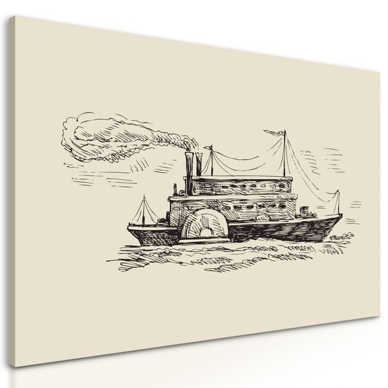 Obraz parník v retro zobrazení