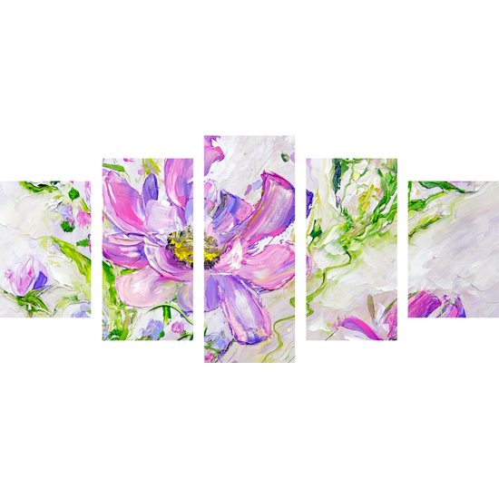 5-dielny obraz maľba letných fialových kvetov