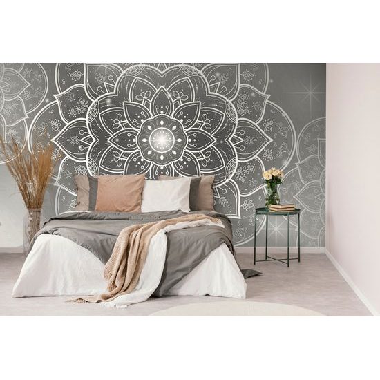 Tapeta čiernobiela Mandala s orientálnym nádychom