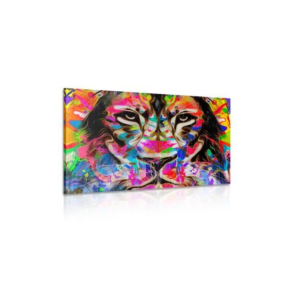 Obraz lev v pestrofarebných farbách