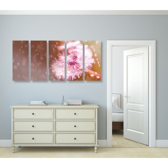 5-dielny obraz zaujimavá abstrakcia púpavy