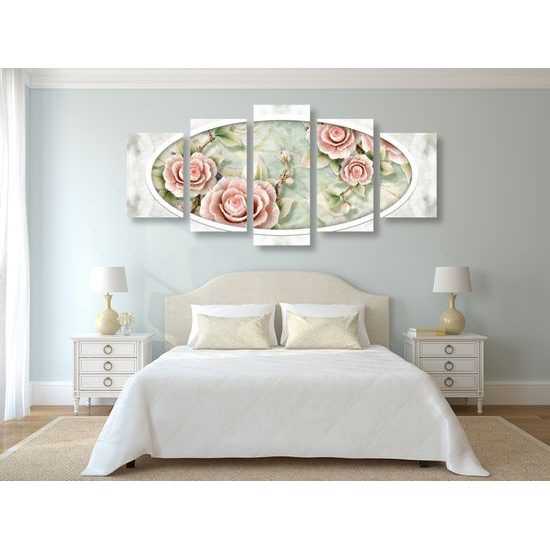 5-dielny obraz nádherné historické ruže