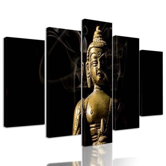 5-dielny obrazu Budha zahalený dymom