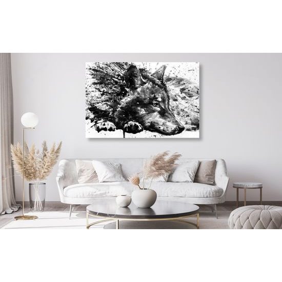 Obraz čiernobiely vlk v umeleckom prevedení