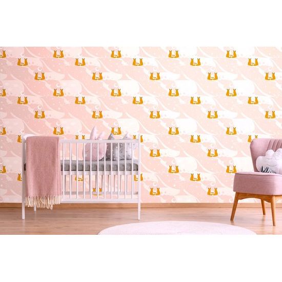 Tapeta líščia rodinka pri mesačnom svite