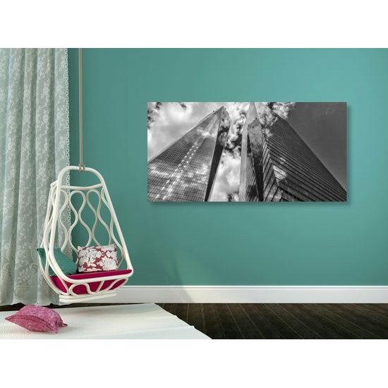 Obraz mrakodrapy v čiernobielom prevedení