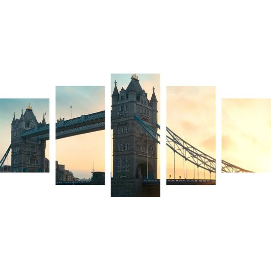 5-dielny obraz západ slnka nad kúzelným Londýnom