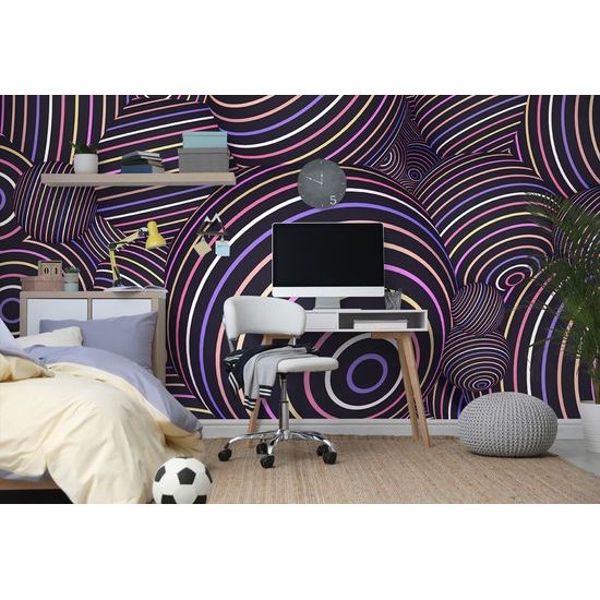 Samolepiaca tapeta 3D guličky s farebnými pásikmi