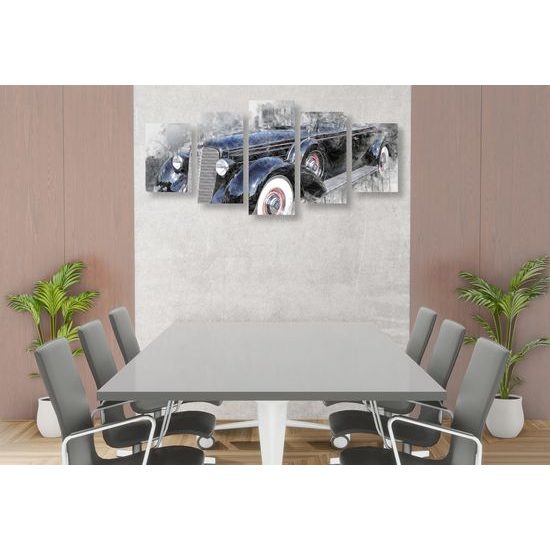 5-dielny obraz abstraktné auto
