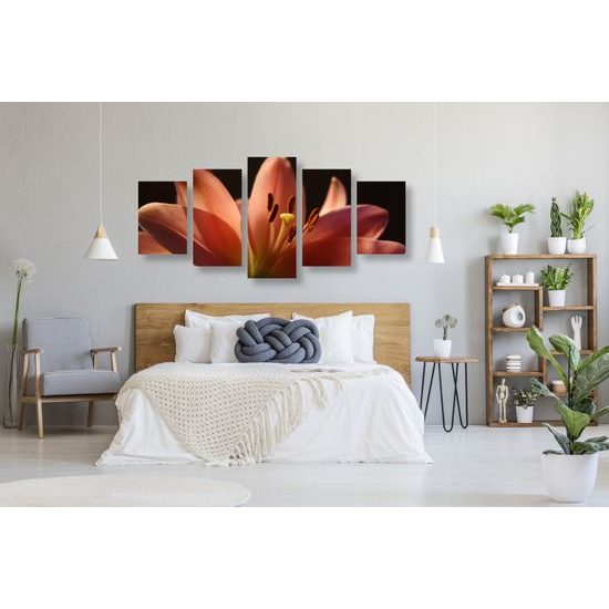 5-dielny obraz dýchberúca ružová ľalia