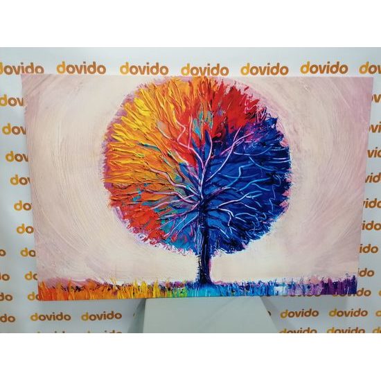 Obraz pestrofarebný strom v akvarelovom prevedení