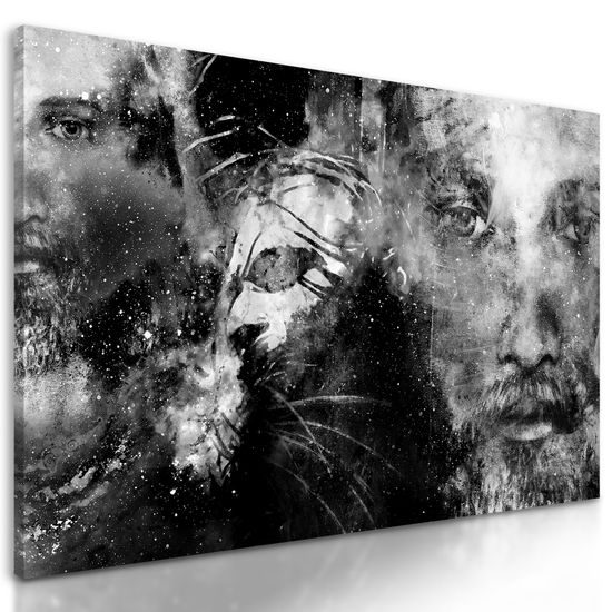 Obraz vševidiaci Ježiš v čiernobielom prevedení