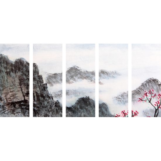5-dielny obraz impozantná maľba krajiny