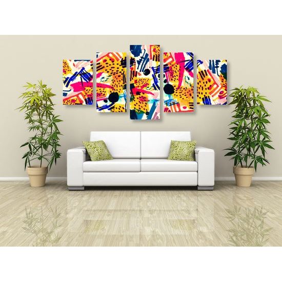 5-dielny obraz abstrakcia v pop art prevedení