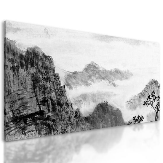 Obraz krásna maľba krajiny v čiernobielom prevedení