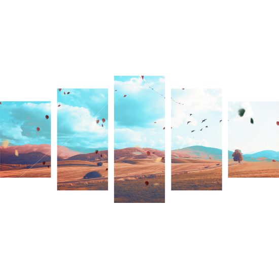 5-dielny obraz lístie v jesennom vánku