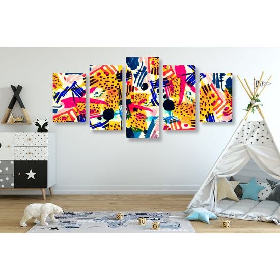 5-dielny obraz abstrakcia v pop art prevedení