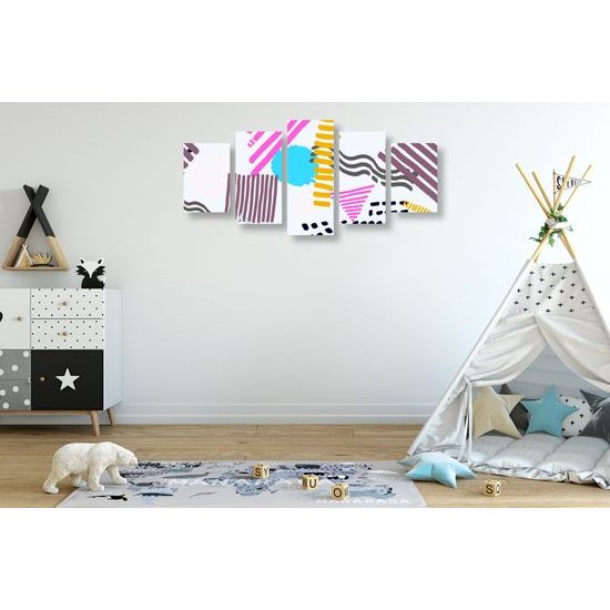 5-dielny obraz zaujímavý farebný vzor na bielom pozadí