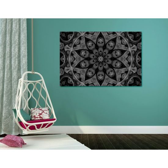 Obraz jemná mandala v čiernobielom prevedení