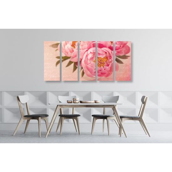 5-dielny obraz nádherná pivonka