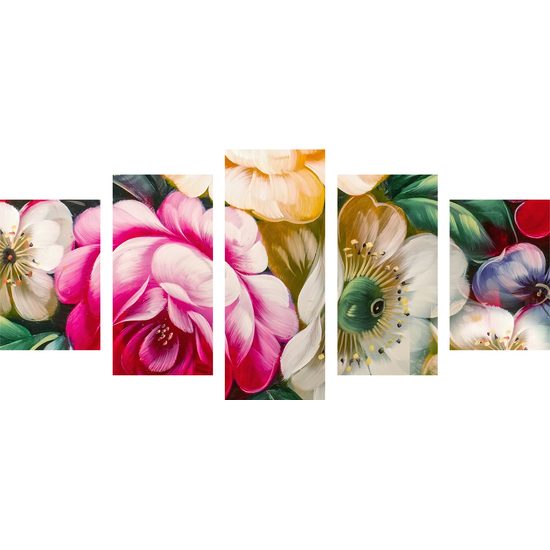 5-dielny obraz krásne kvety v impresionistickom štýle
