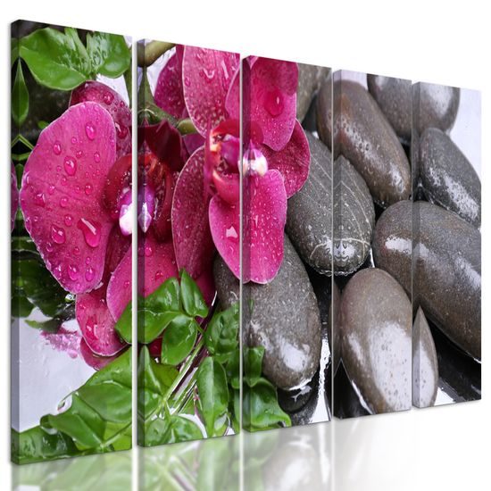 5-dielny obraz wellness zátišie a kvet orchidey