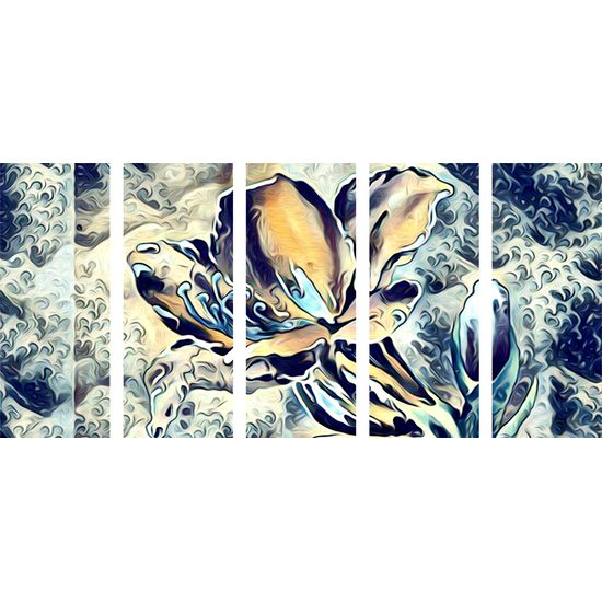 5-dielny obraz surrealistický kvet