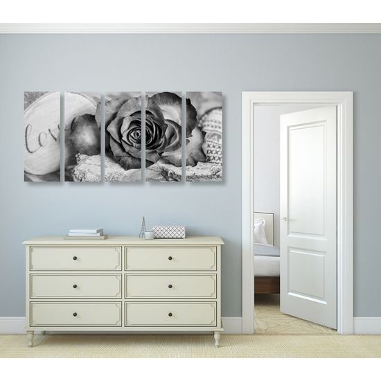 5-dielny obraz vyznanie lásky v čiernobielom prevedení