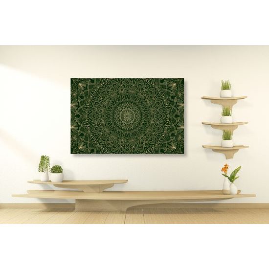 Obraz zelená detailná Mandala