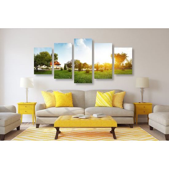 5-dielny obraz zeleň v rozkvete