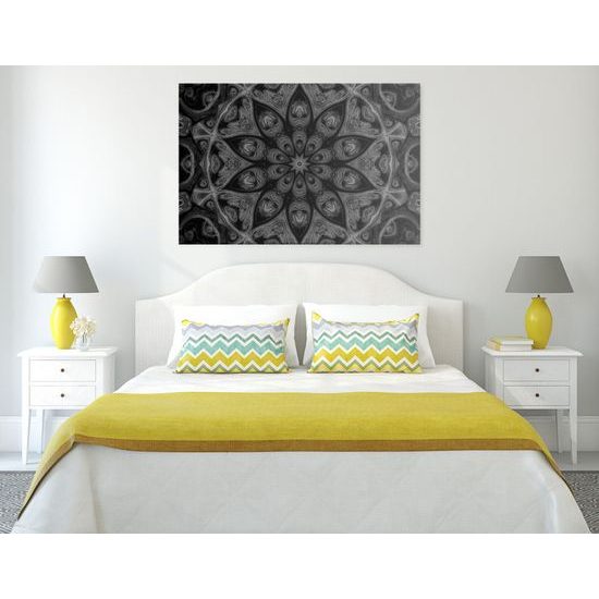 Obraz jemná mandala v čiernobielom prevedení