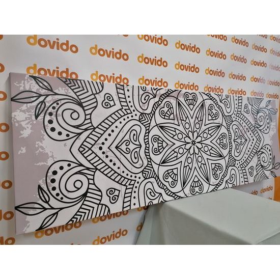 Obraz starodávna Mandala v čiernobielom prevedení