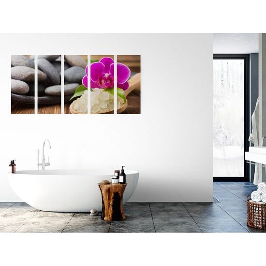 5-dielny obraz wellness zátišie s morskou soľou