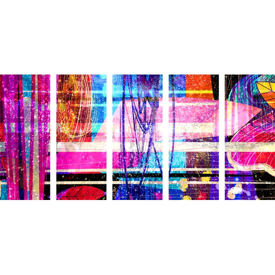 5-dielny obraz abstraktný výbuch farieb
