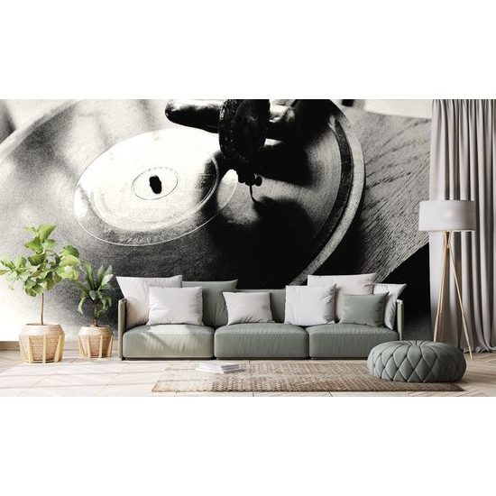 Fototapeta detail starobylého gramofónu v čiernobielom prevedení