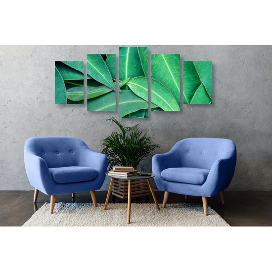 5-dielny obraz jemné listy