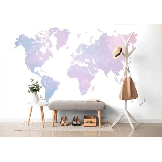 Samolepiaca tapeta mapa v jemných pastelových farbách